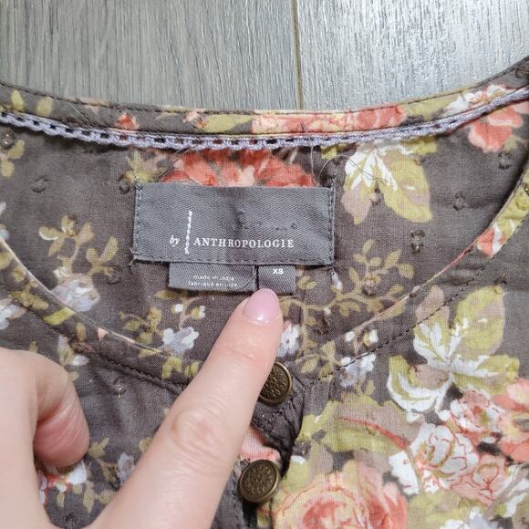 Anthropologie Top XS Cottage Peasant Prairie Romantic Feminine Boho Popover LS - Picture 4 of 11